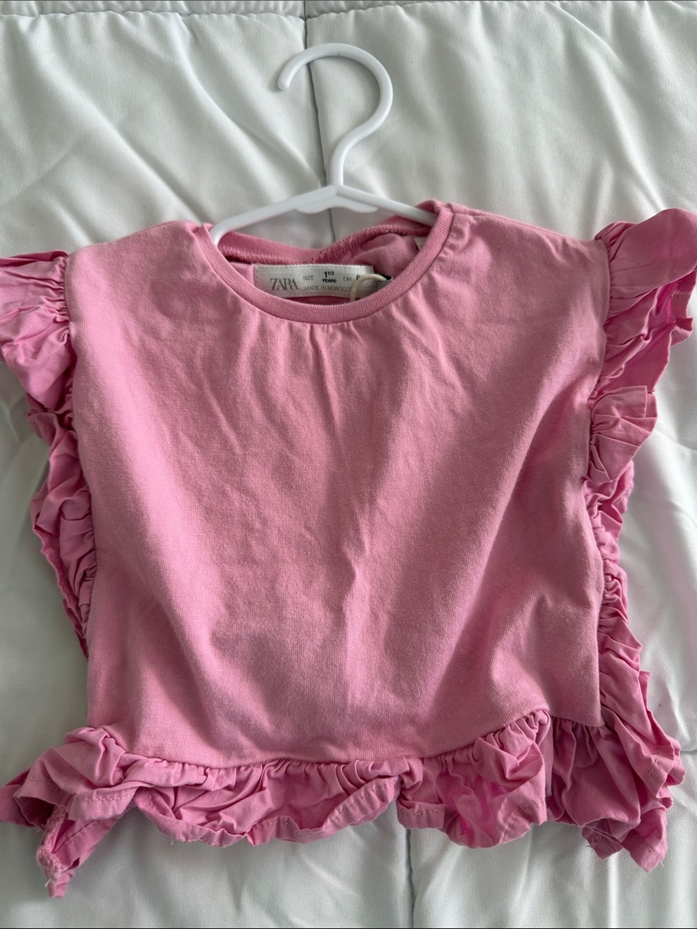 Zara Girls Pink Ruffle Sleeve Tee